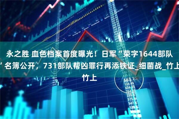 永之胜 血色档案首度曝光！日军“荣字1644部队”名簿公开，731部队帮凶罪行再添铁证_细菌战_竹上